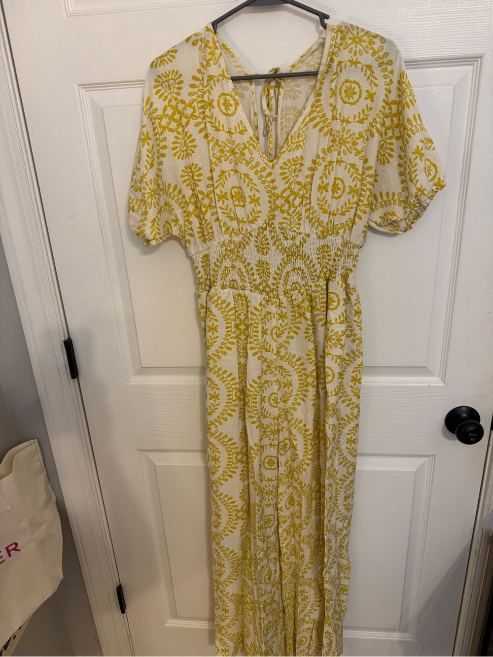 SHEIN Yellow Print Wide Leg Jumpsuit